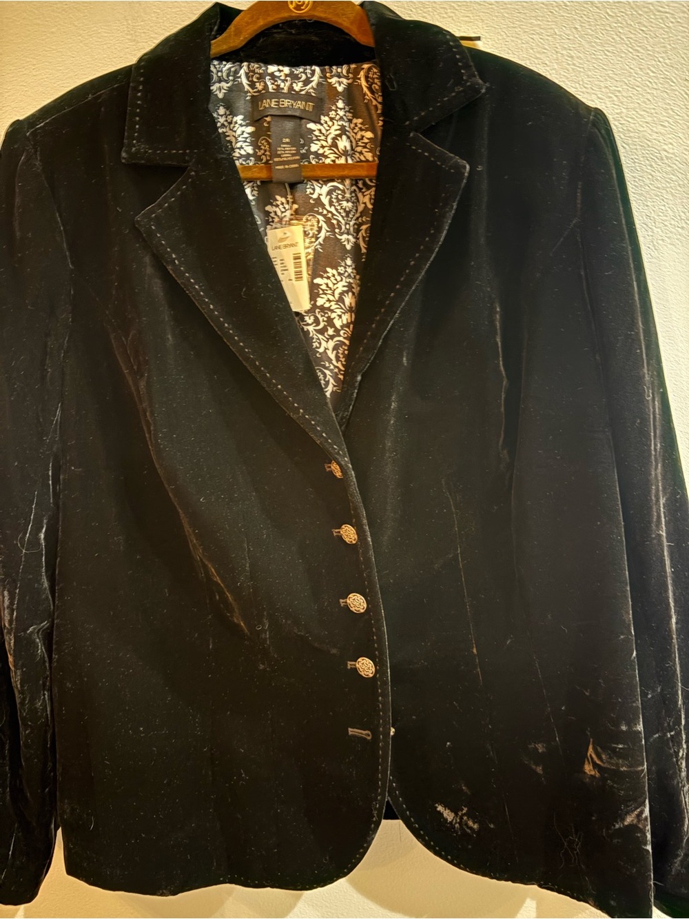 Lane Bryant Black Velvet Women's Blazer Jacket Size 24 NWT